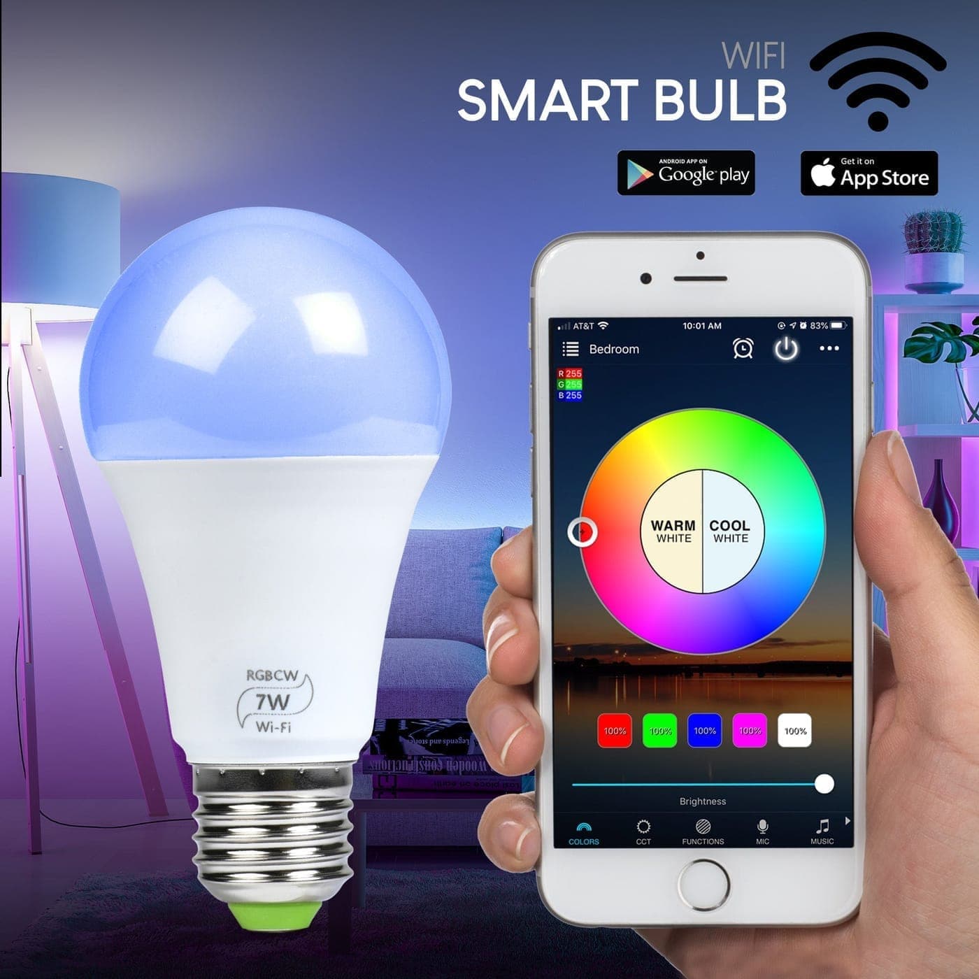 Volt Glow A19 Color Bulb Four Pack